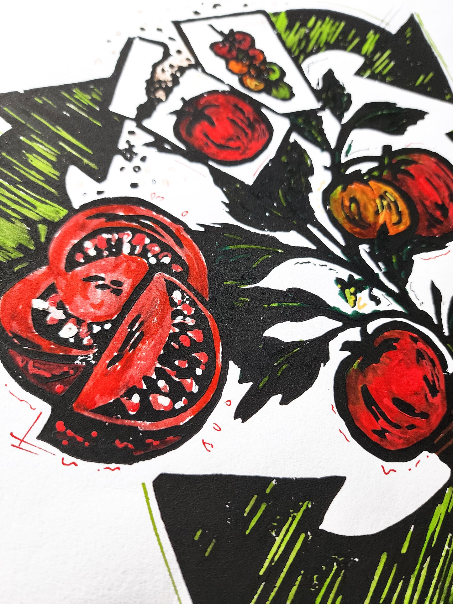 "Tomato Seed Cycle" Linocut Print